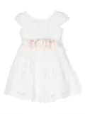 AMAYA lace belted flared dress - White