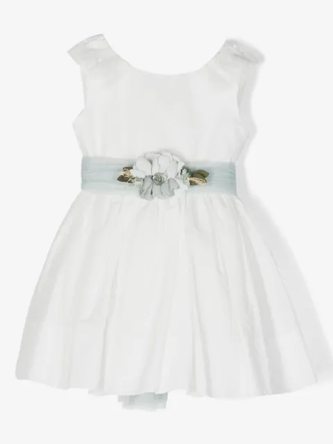 AMAYA floral-appliqué belted midi dress 
