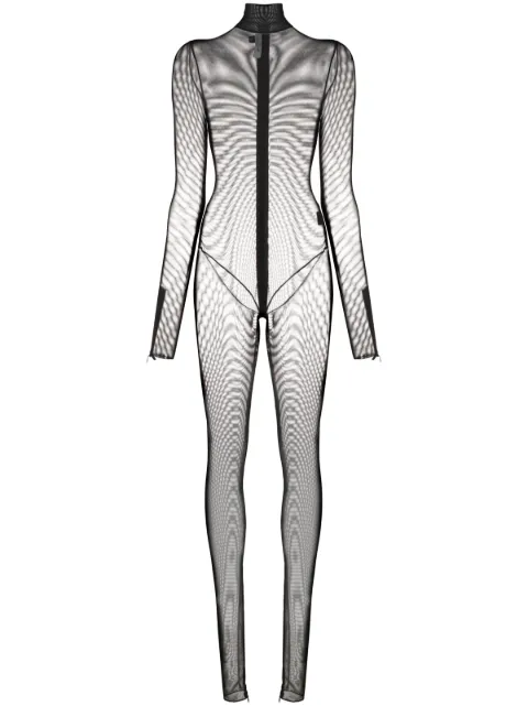 LaQuan Smith mesh long-sleeve jumpsuit