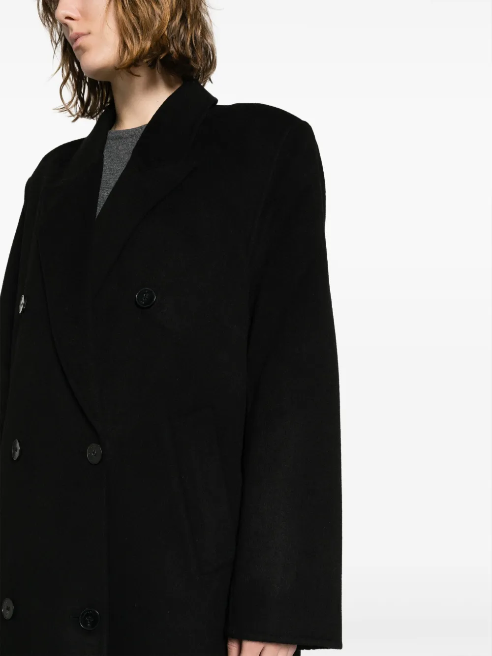 The Frankie Shop Black Gaia Double Breasted Coat In Schwarz