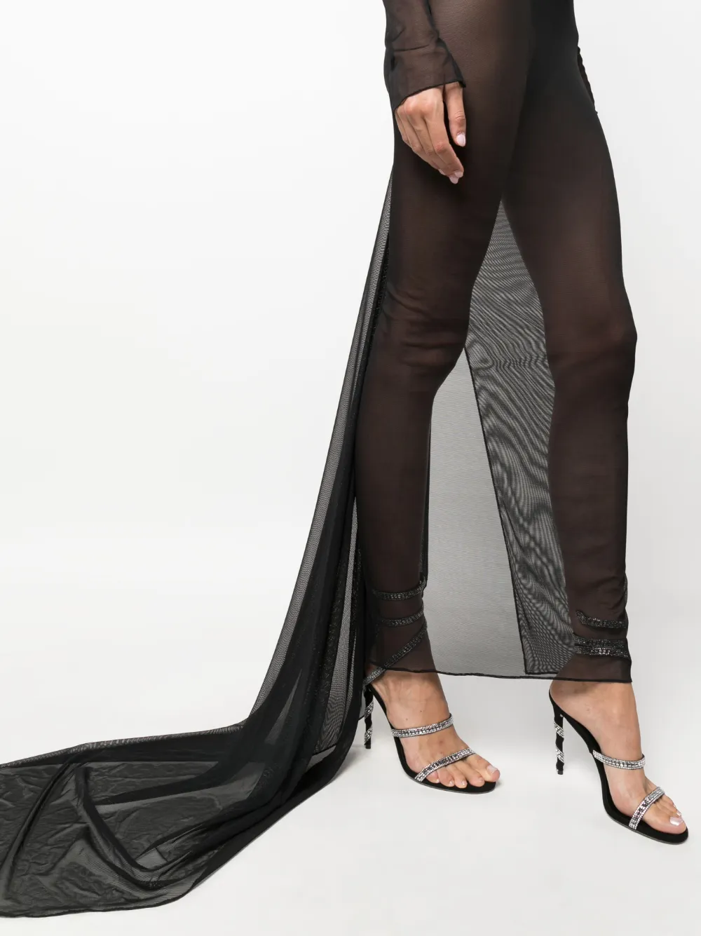 LaQuan Smith Black Semi-Sheer Train Gown | Smart Closet