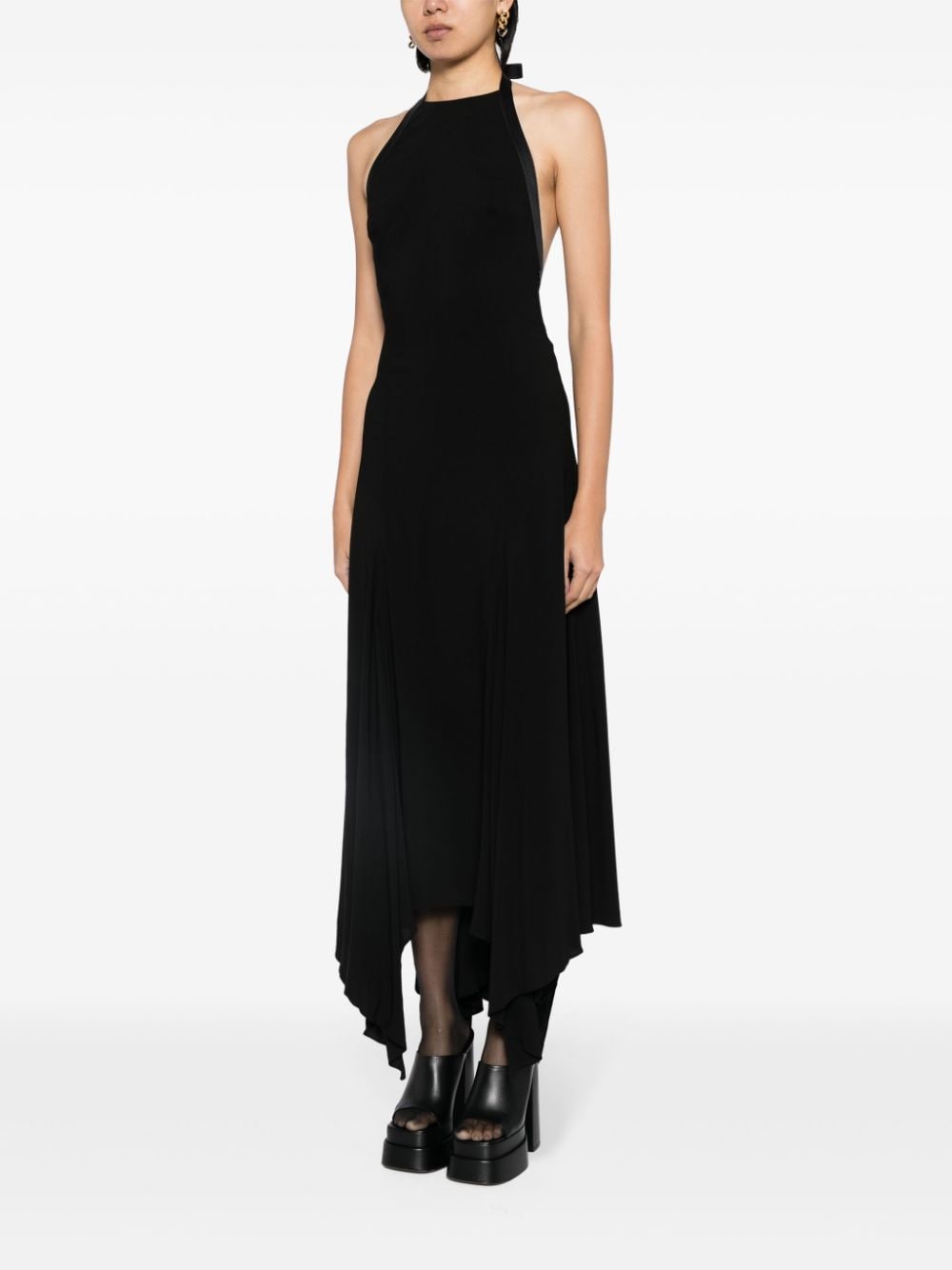 Shop Versace X Dua Lipa Halterneck Gown In Black
