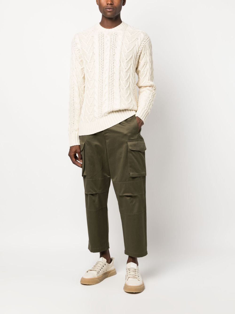 Shop Polo Ralph Lauren Cable-knit Cotton-blend Jumper In Neutrals