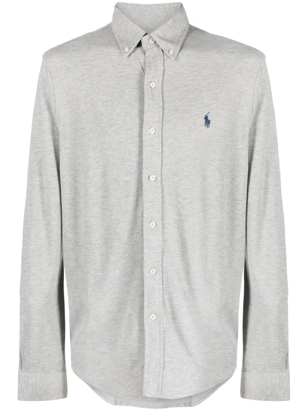 Polo Ralph Lauren Logo-embroidered Cotton Shirt In Grey