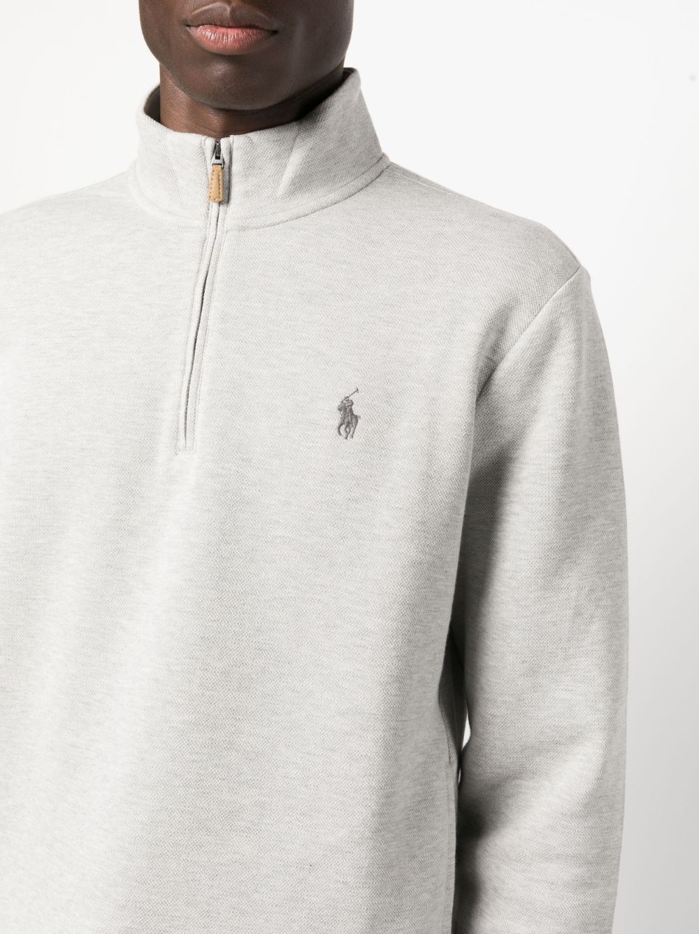 Shop Polo Ralph Lauren Embroidered-logo Cotton-blend Jumper In Grau