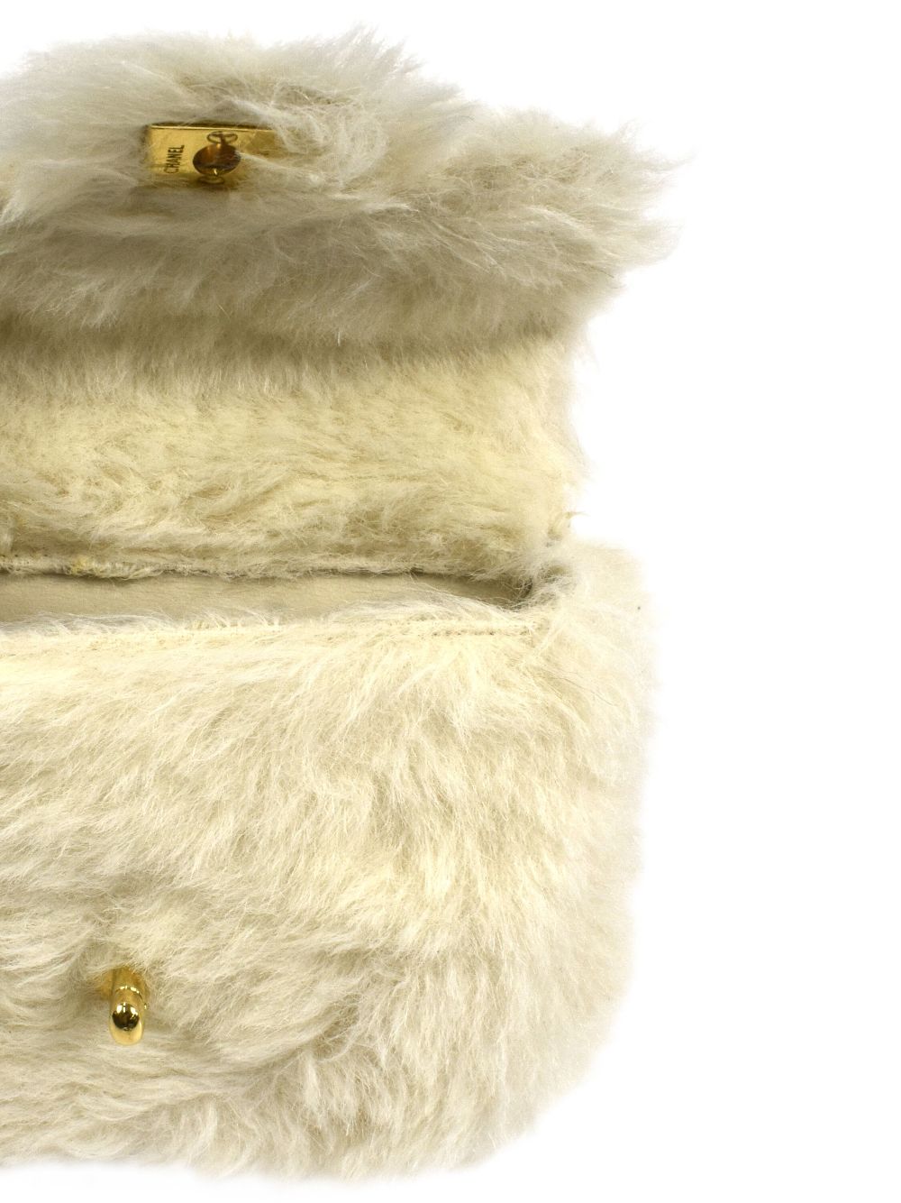 CHANEL Pre-Owned - 1992 mini fur tote bag - women - Lamb Skin/Alpaca - One Size - White 3