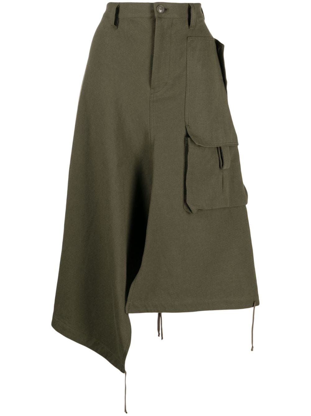 Yohji Yamamoto asymmetric cargo midi skirt - Green