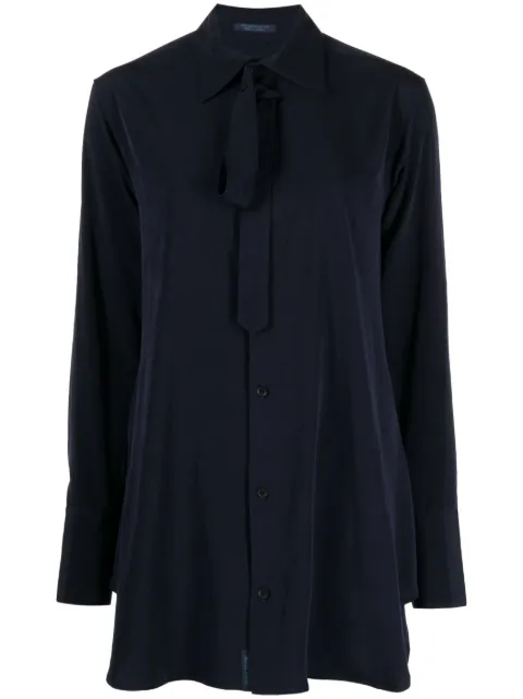 Yohji Yamamoto lace-fastening long-sleeved blouse 