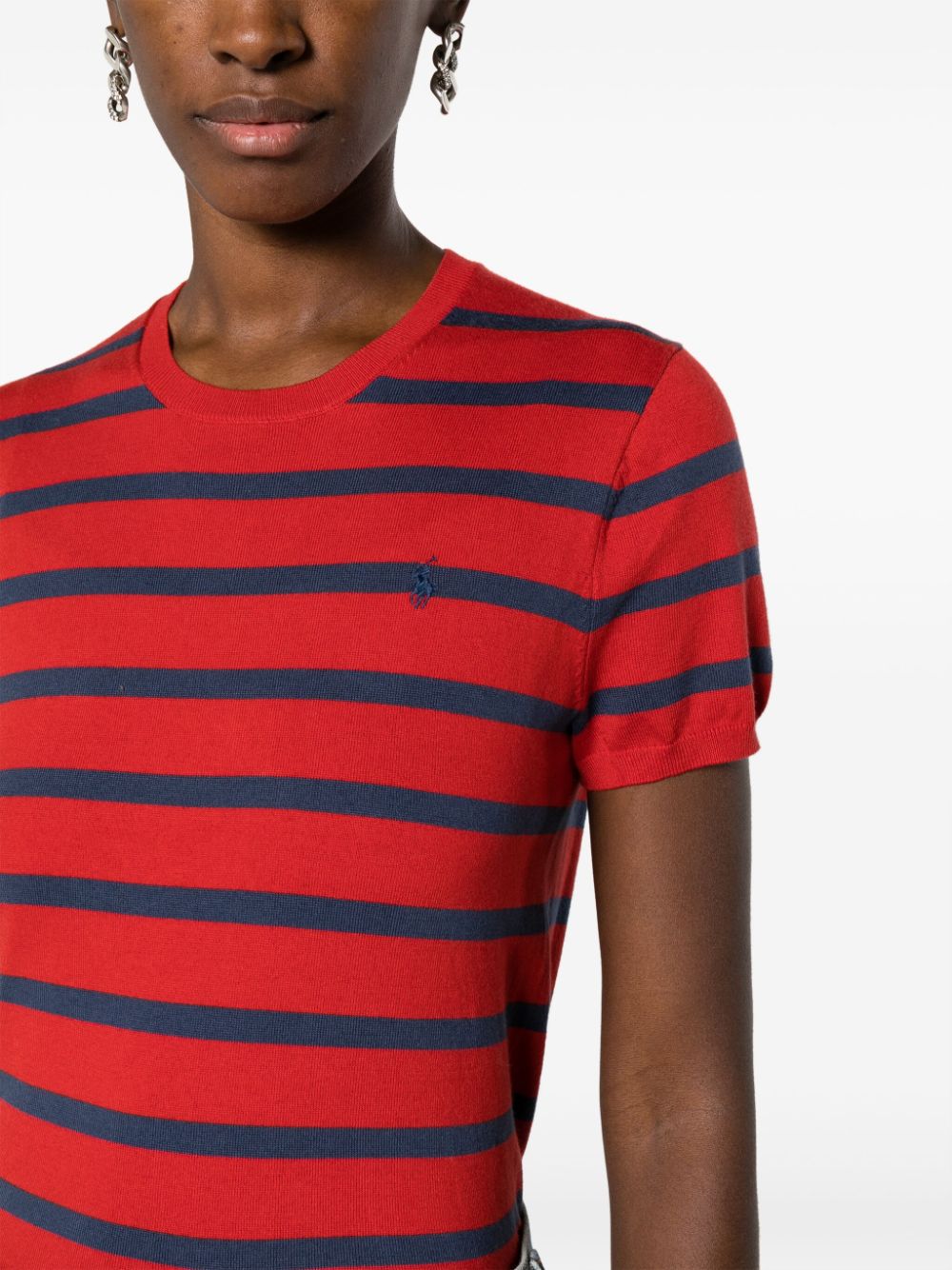 Shop Polo Ralph Lauren Polo Pony-embroidered Striped T-shirt In Red