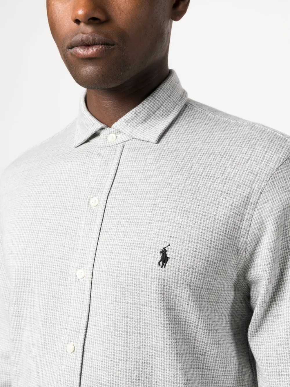 Polo Ralph Lauren Logo-embroidered Cotton Shirt In Grey