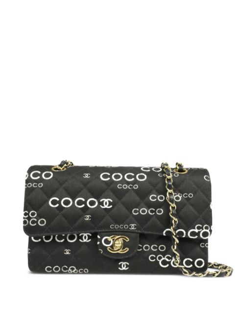 HOT SALE CHANEL 2002 Coco-Print Double Flap shoulder bag Women