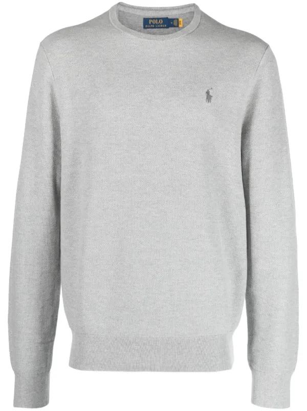 Pull Homme Ushiwear Gris Logo - Taille L - 80% Coton - État Très Bon