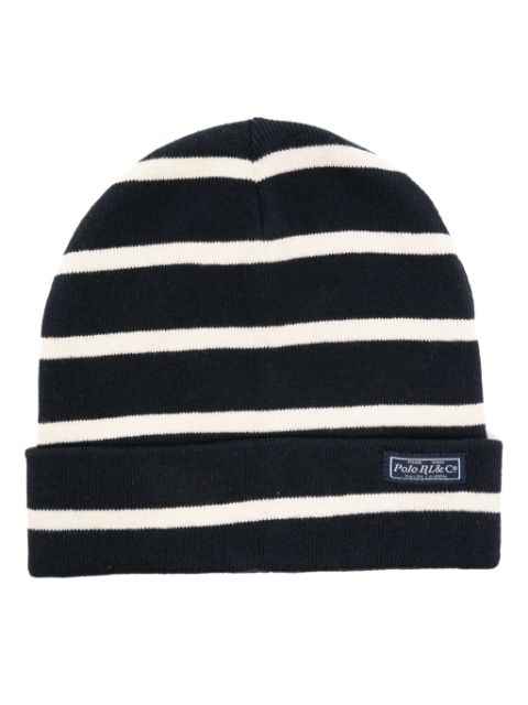 Polo Ralph Lauren logo-patch striped beanie Women