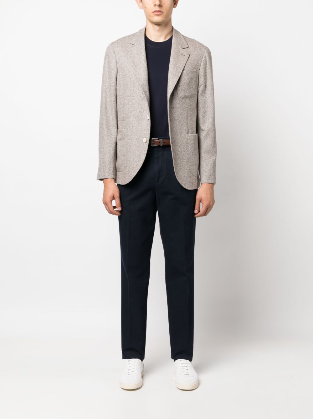 Brunello Cucinelli single-breasted herringbone blazer - Beige