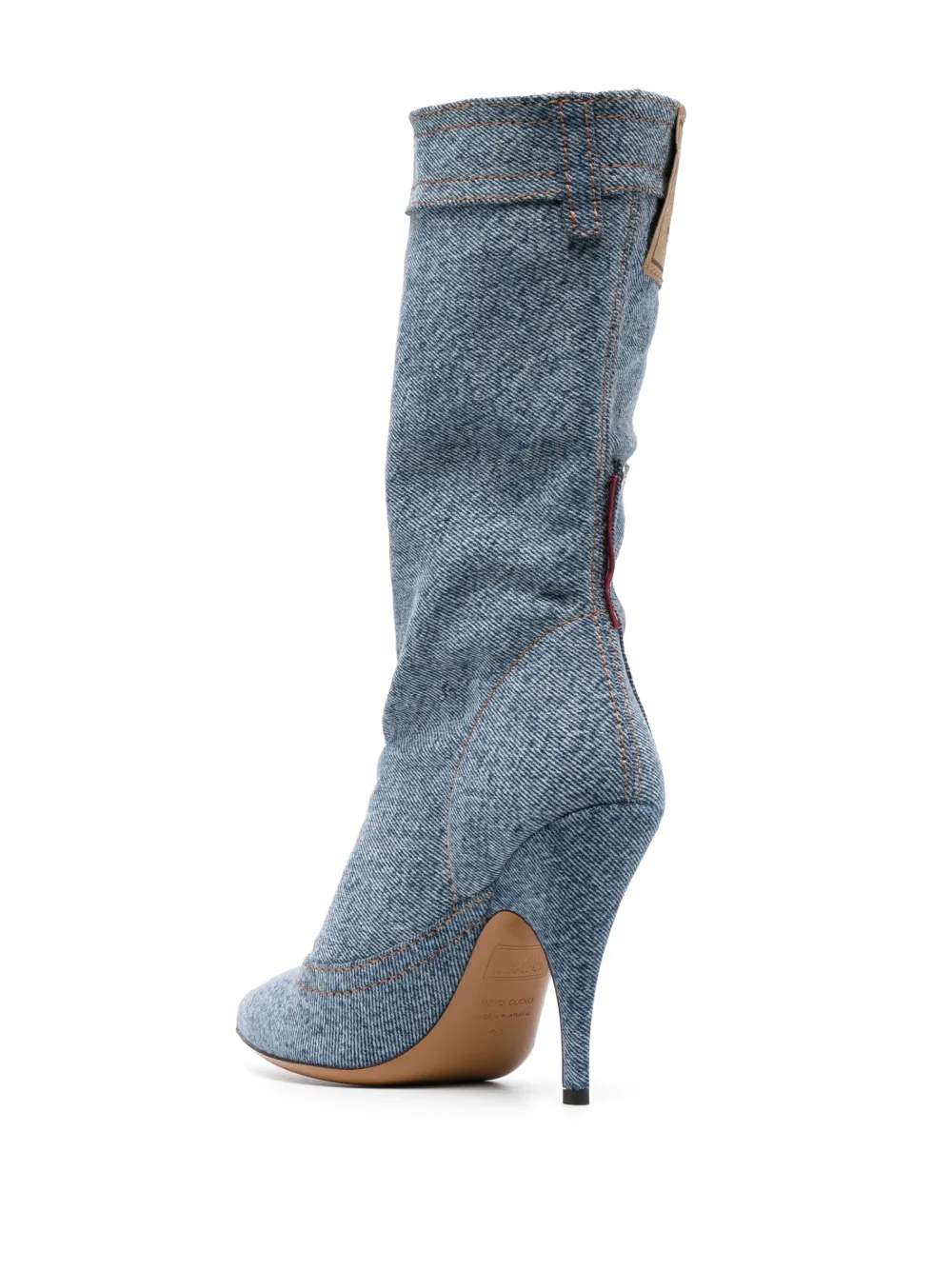 MOSCHINO JEANS 115MM LOGO-PATCH DENIM BOOTS 