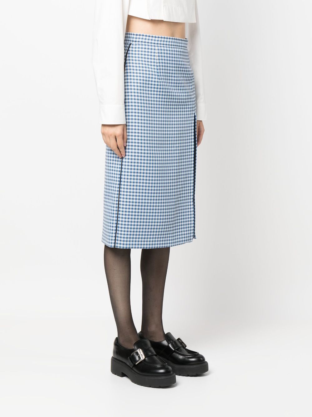 Shop Marni Check-pattern Longuette Skirt In Blue