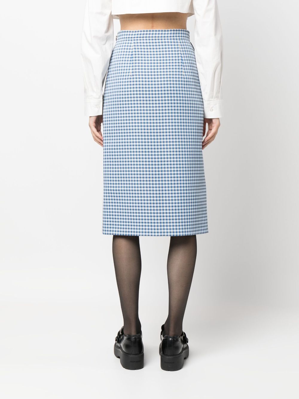 Shop Marni Check-pattern Longuette Skirt In Blue