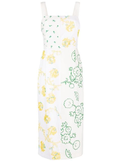 Tory Burch floral-embroidered linen midi dress