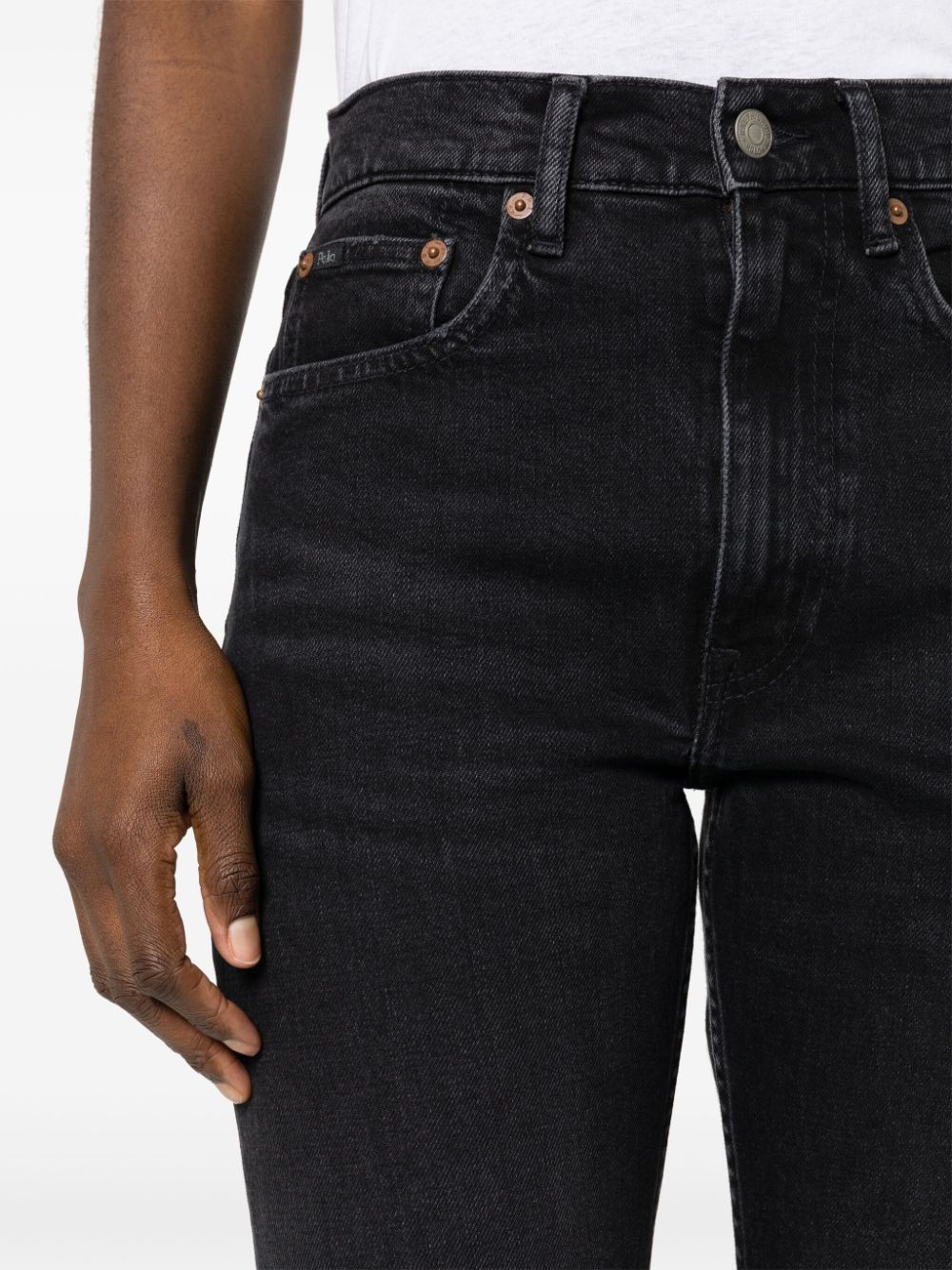 Shop Polo Ralph Lauren Mid-rise Straight-leg Jeans In Black