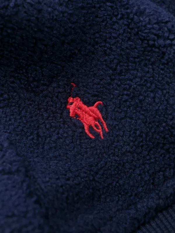 Polo Ralph Lauren embroidered logo Fleece Hoodie Blue FARFETCH AE