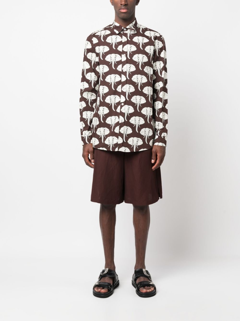 Waxman Brothers Lullo elephant-print shirt - Bruin