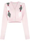 Alessandra Rich intarsia-knit floral-detail cardigan - Pink