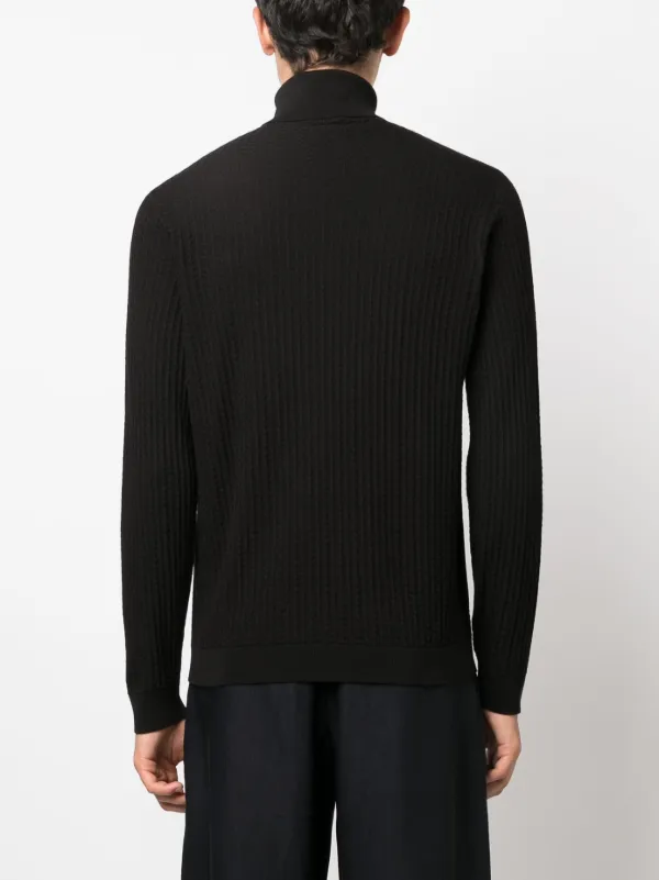 Giorgio Armani roll-neck intarsia-knit Jumper | Black | FARFETCH ID