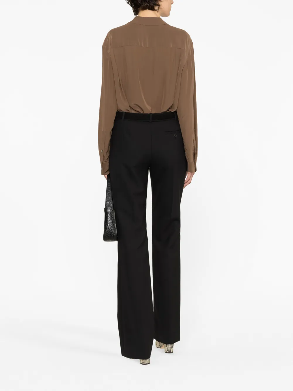 Shop Theory Crepe De Chine Shirt In Brown