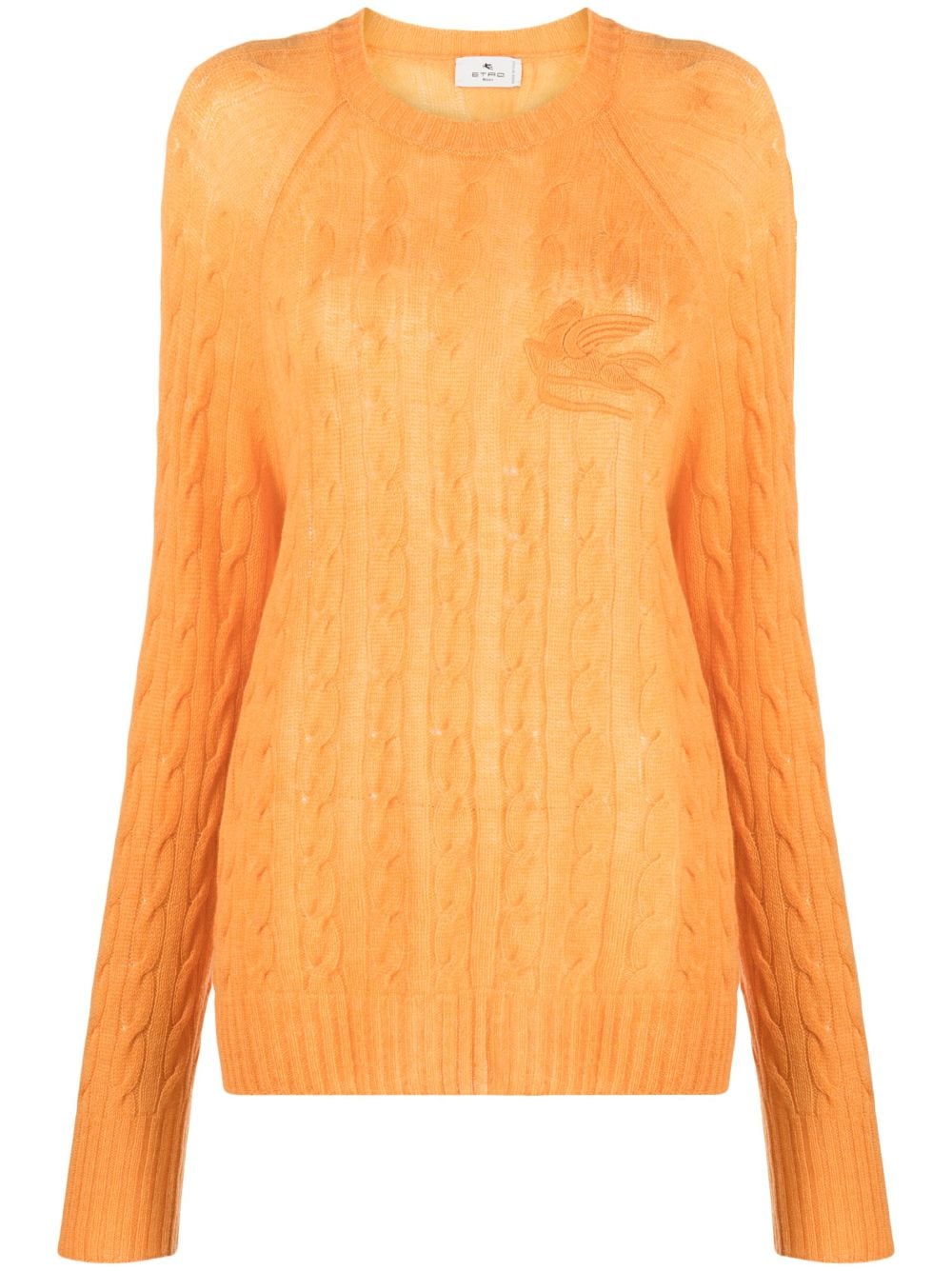 Image 1 of ETRO logo-embroidered cable-knit jumper