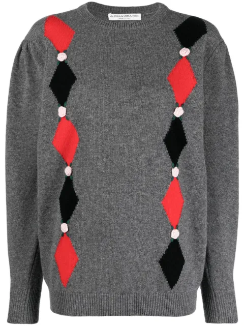 Alessandra Rich intarsia-patterned wool jumper