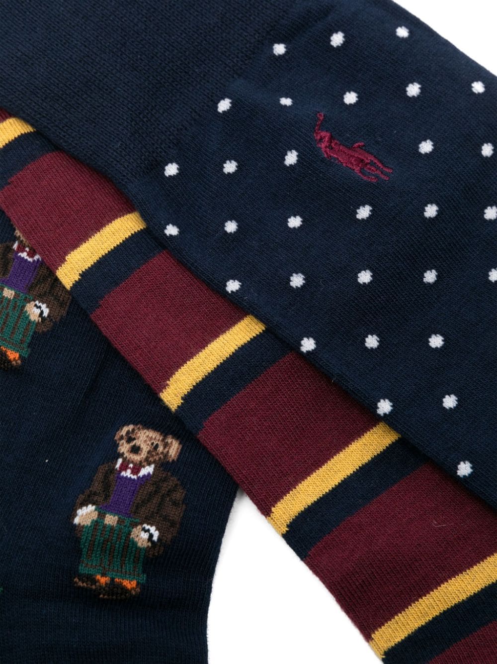 Shop Polo Ralph Lauren Polo Bear-jacquard Crew Socks (pack Of Three) In Blue