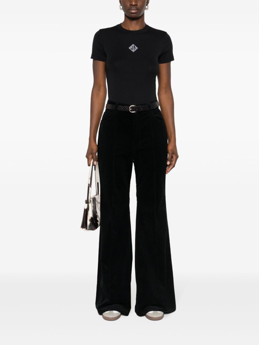 Shop Polo Ralph Lauren Corduroy Flared Trousers In Black