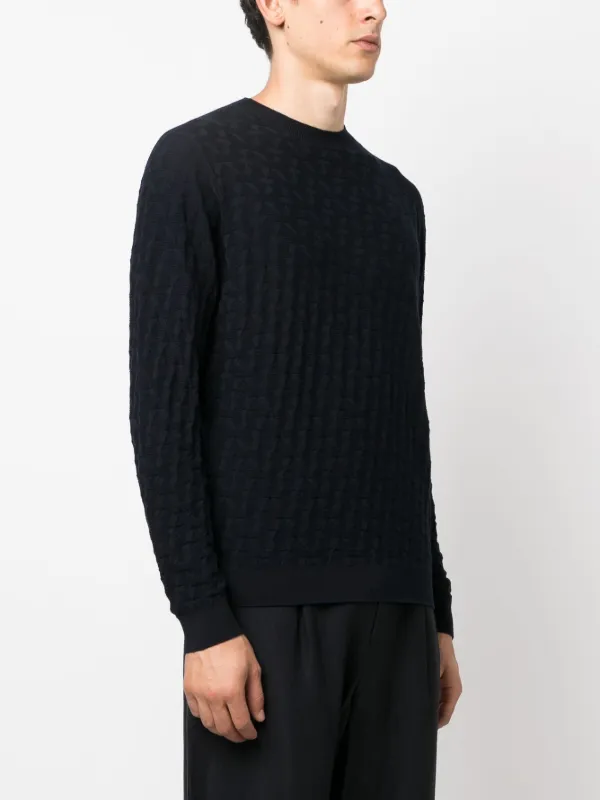 Giorgio Armani Suéter De Tricô Decote Careca | Azul | FARFETCH BR