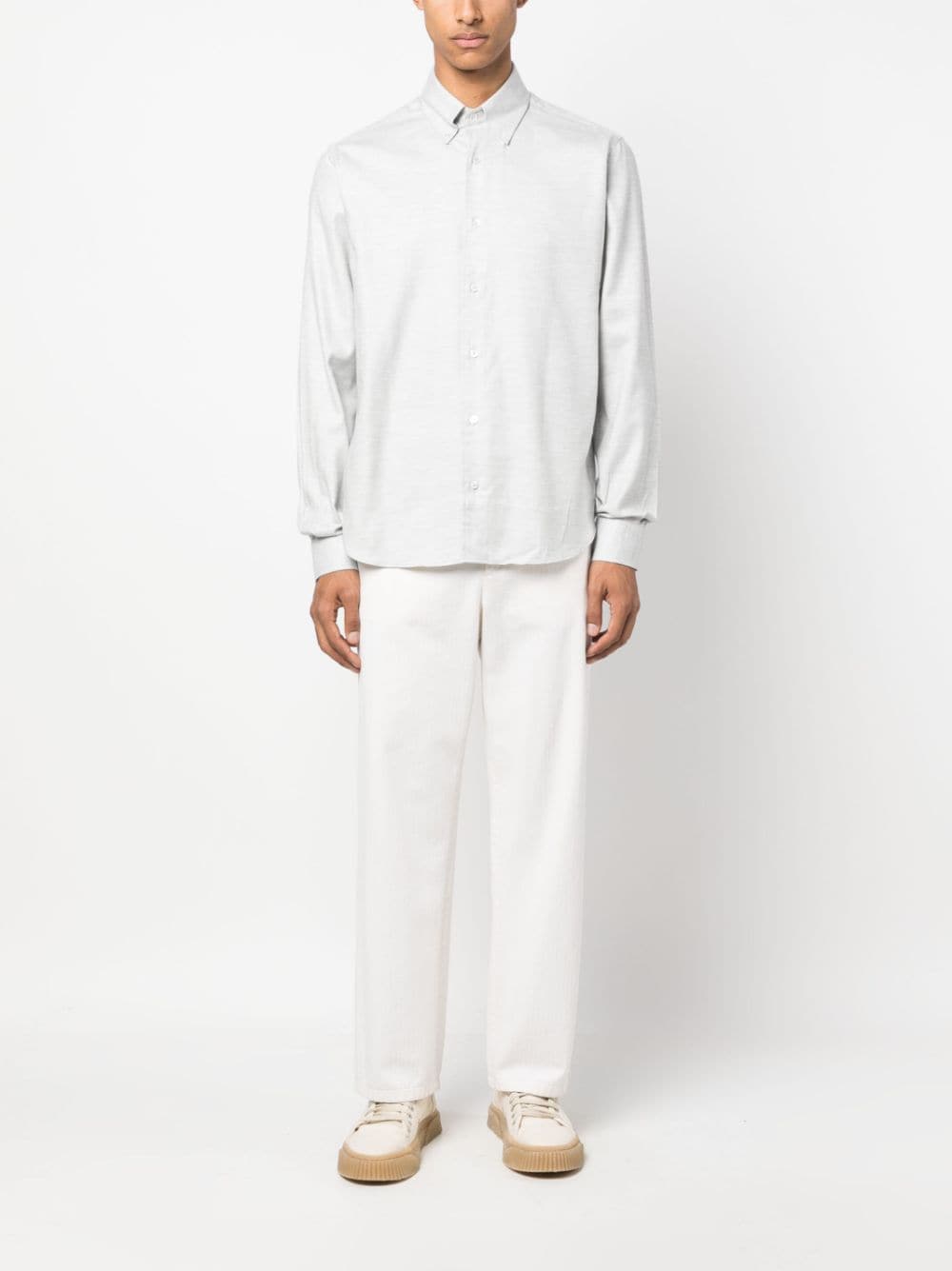 Fedeli long-sleeve cotton-blend shirt - Grijs