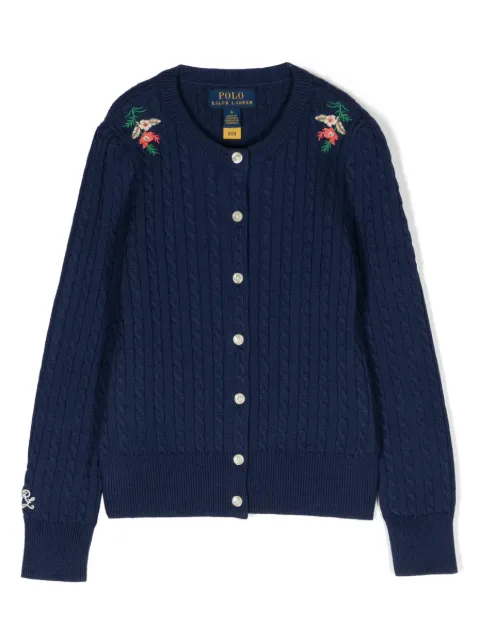 POLO RALPH LAUREN KIDS embroidered cable-knit jumper