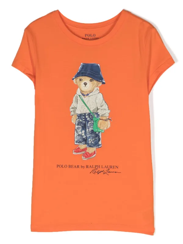 POLO RALPH LAUREN KIDS Polo Bear print Cotton T shirt Orange FARFETCH BH