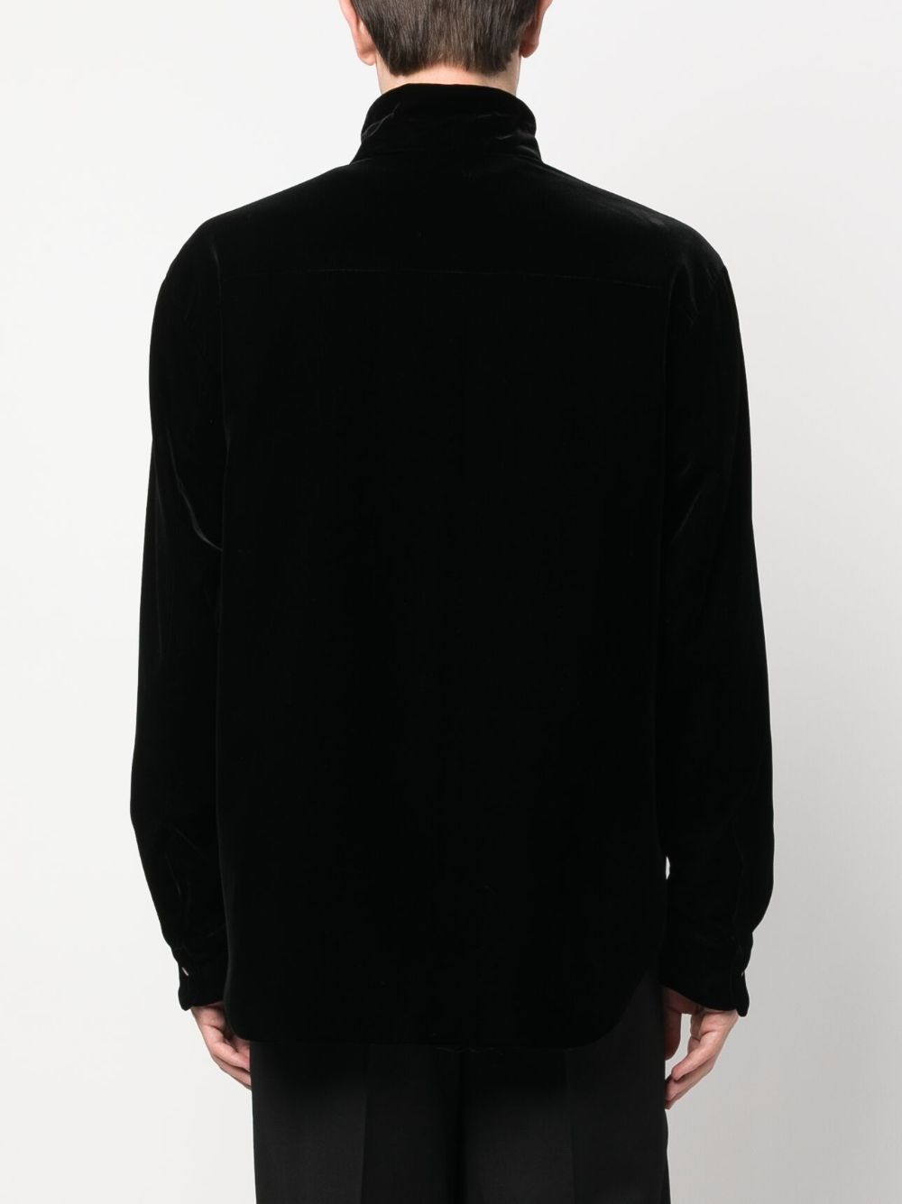 Shop Giorgio Armani High-neck Long-sleeved Shirt In Black
