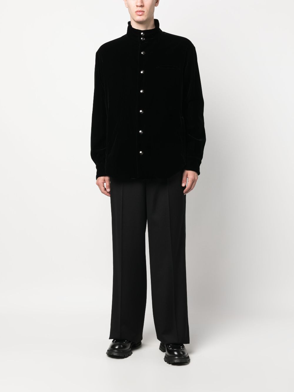 Giorgio Armani high-neck long-sleeved shirt - Zwart