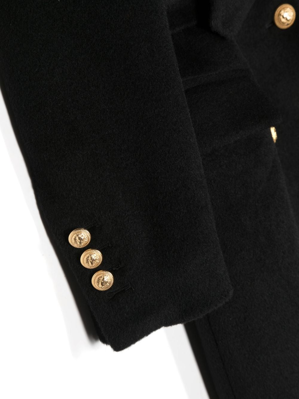 Shop Balmain Double-breasted Wool Coat In Black