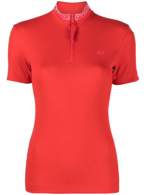 Lacoste - logo-patch ribbed polo shirt