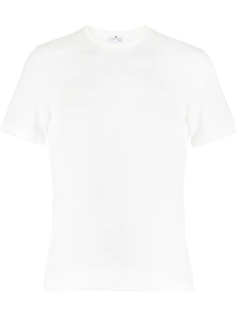 Courrèges logo-embroidered perforated cotton T-shirt
