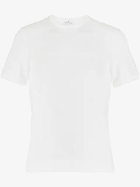 Courrèges logo-embroidered perforated cotton T-shirt