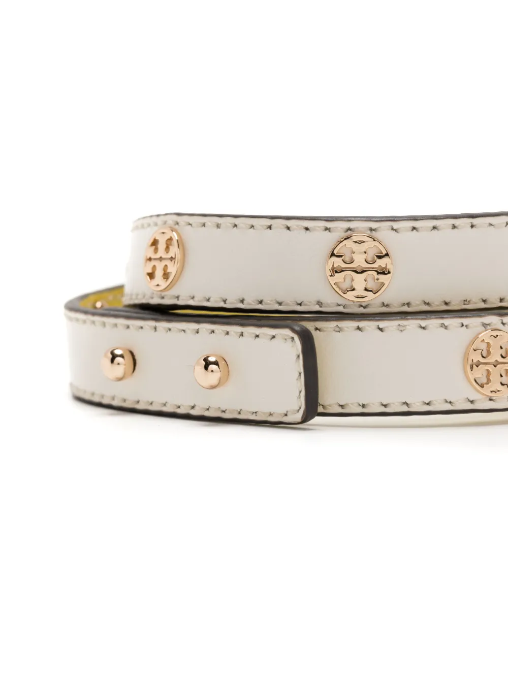 Shop Tory Burch Miller Double-wrap Leather Bracelet In White