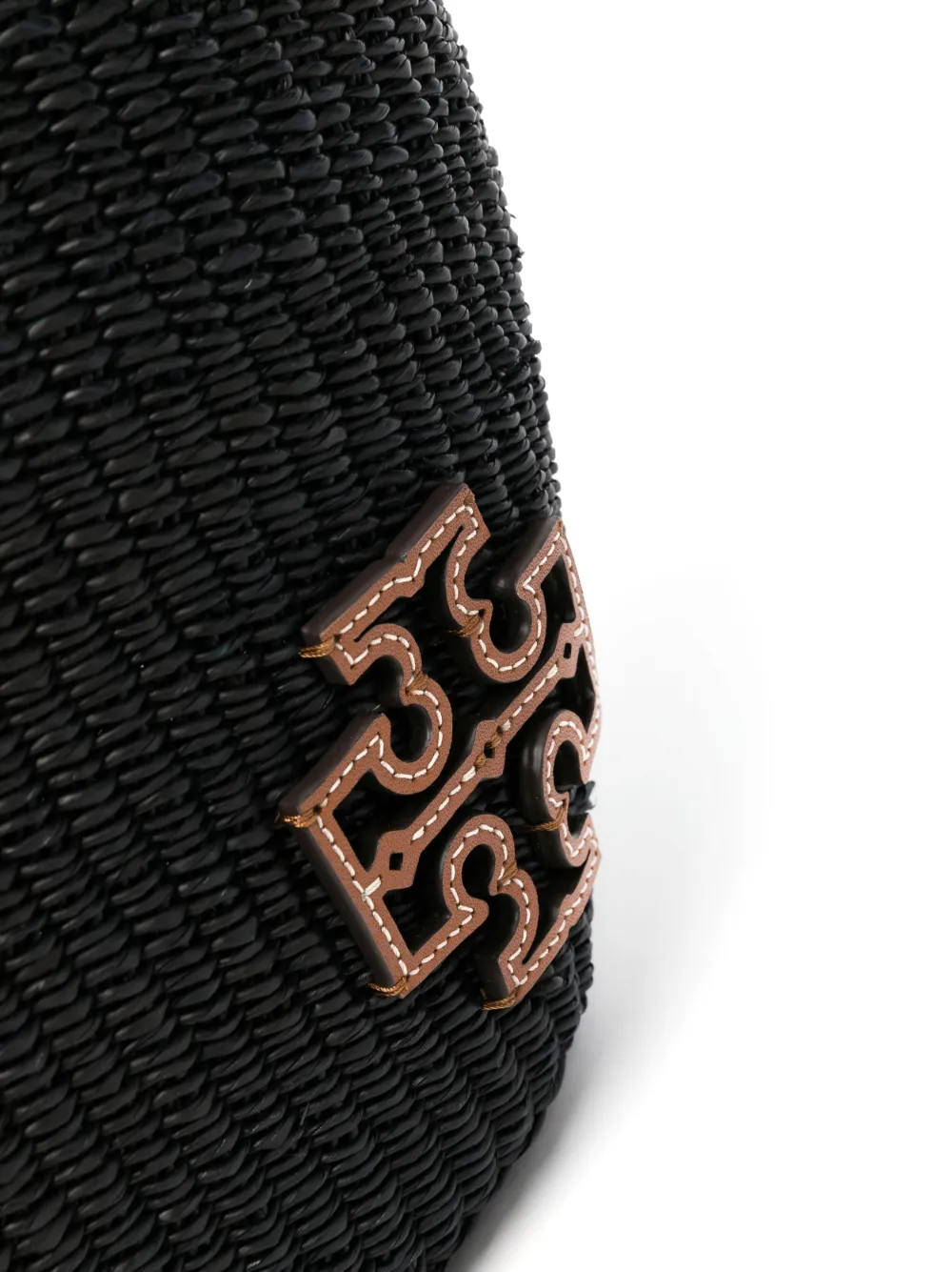 Tory Burch Ella Woven Raffia Tote Bag | Black | FARFETCH
