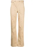 JUNTAE KIM ripped straight-leg trousers - Neutrals