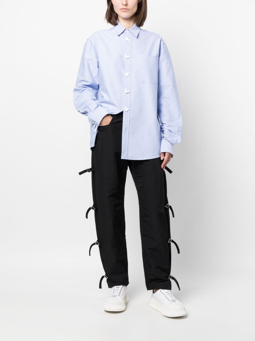 JW Anderson rabbit-buttons cotton shirt - Blauw