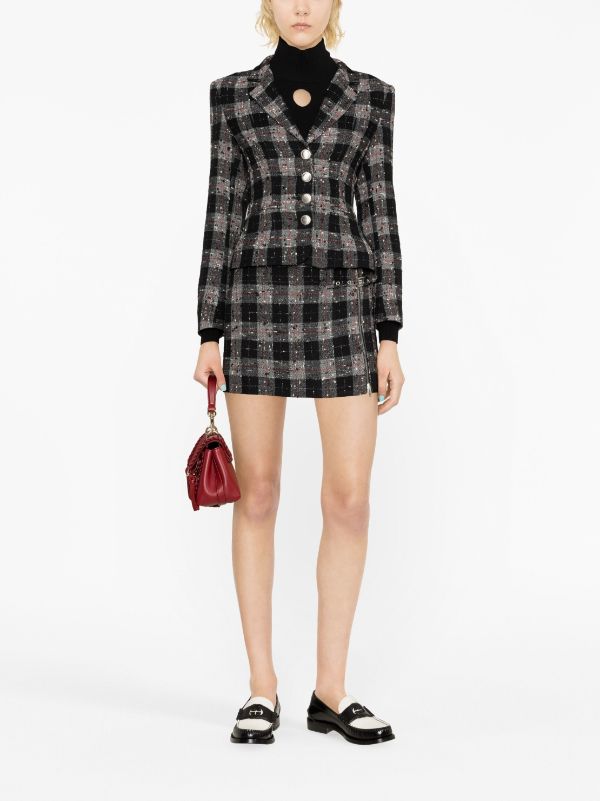 White on sale checked blazer