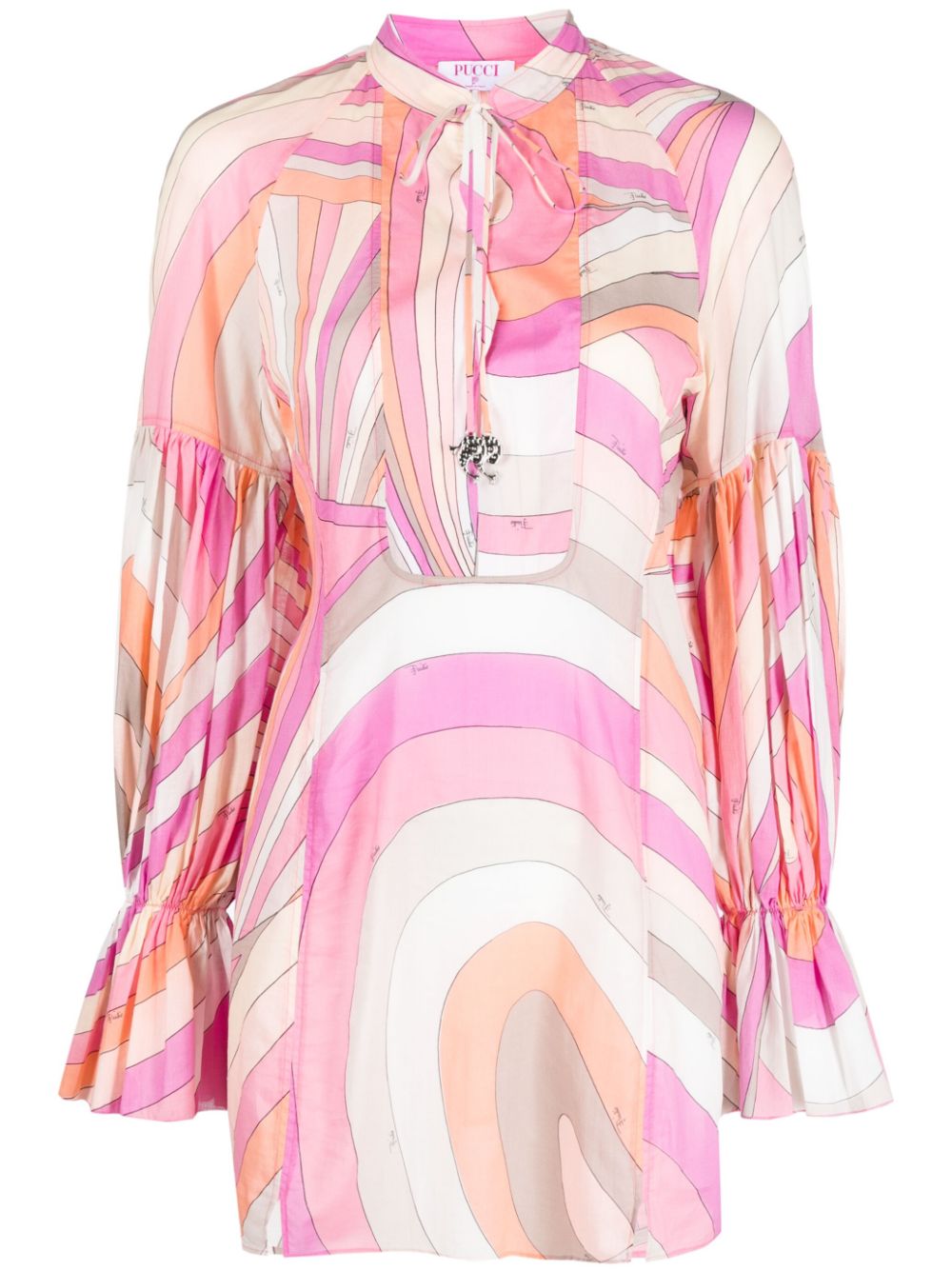 PUCCI Marmo-print long-sleeve cotton minidress - Pink