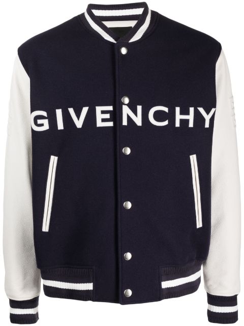 Givenchy logo-embroidered button-up varsity jacket Men