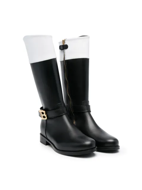 Balmain Kids side logo-plaque detail boots